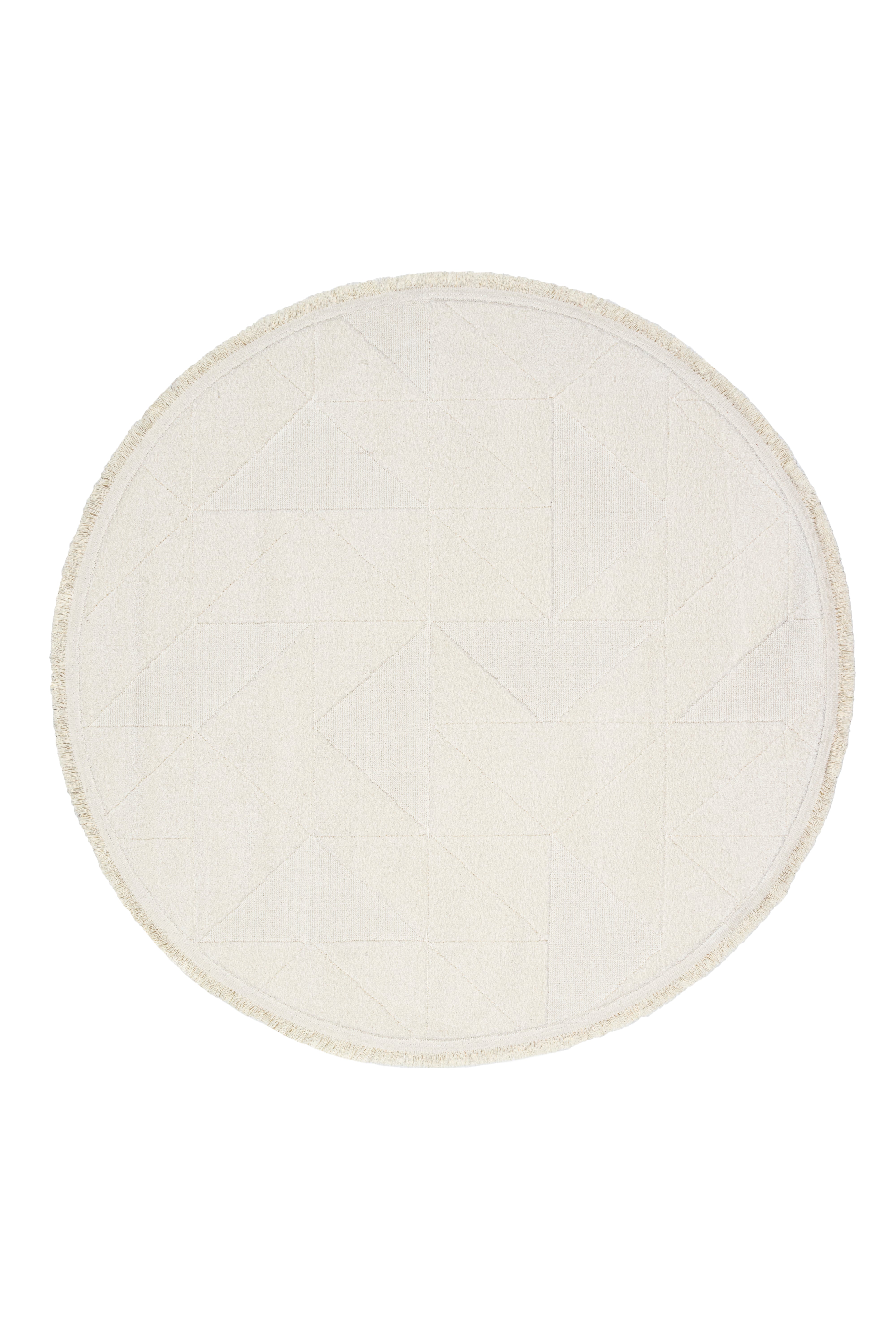 Sidney SDY03 Cream Round Plush Textured Living Room Machine Carpet