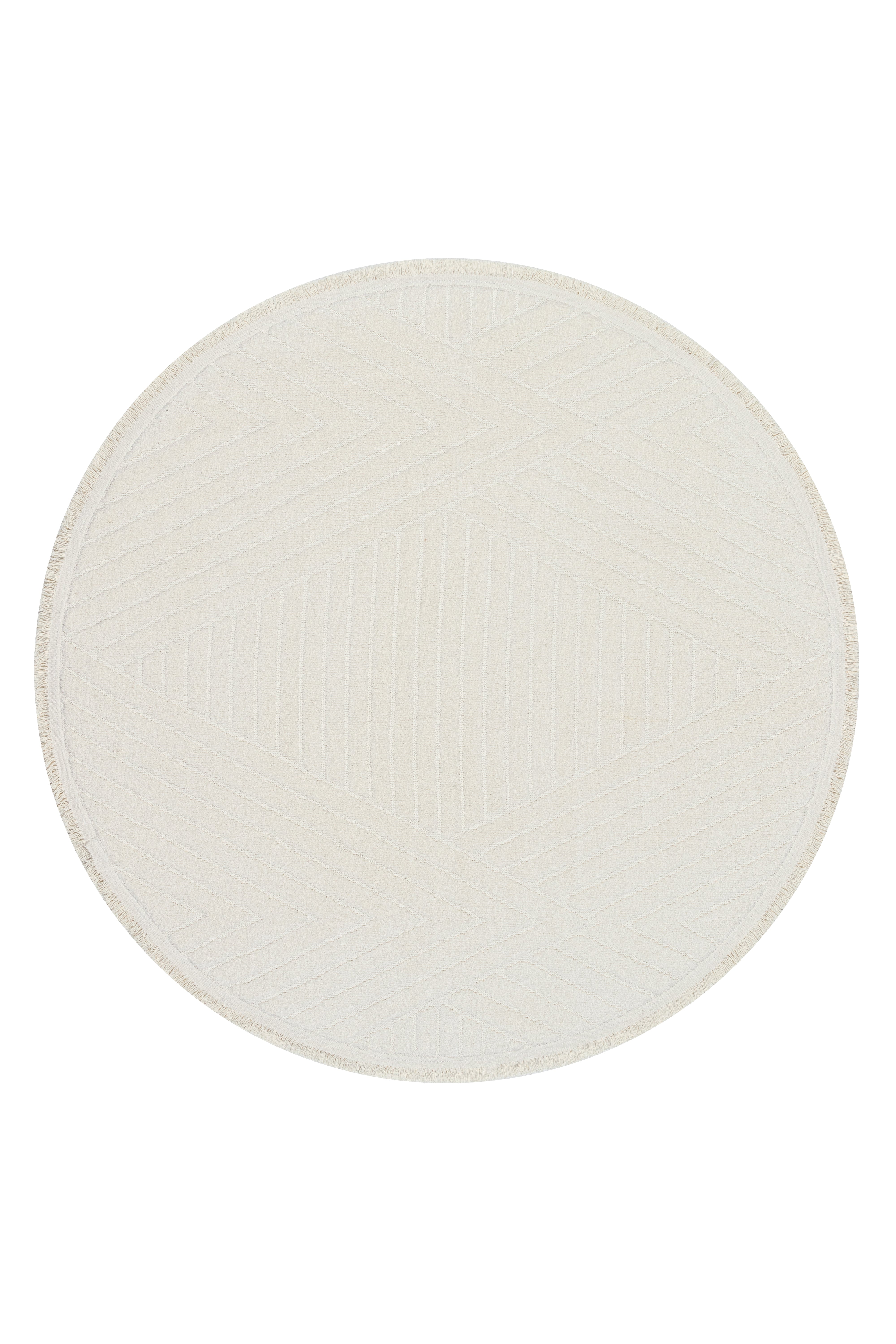 Sidney SDY01 Cream Round Plush Textured Living Room Machine Carpet