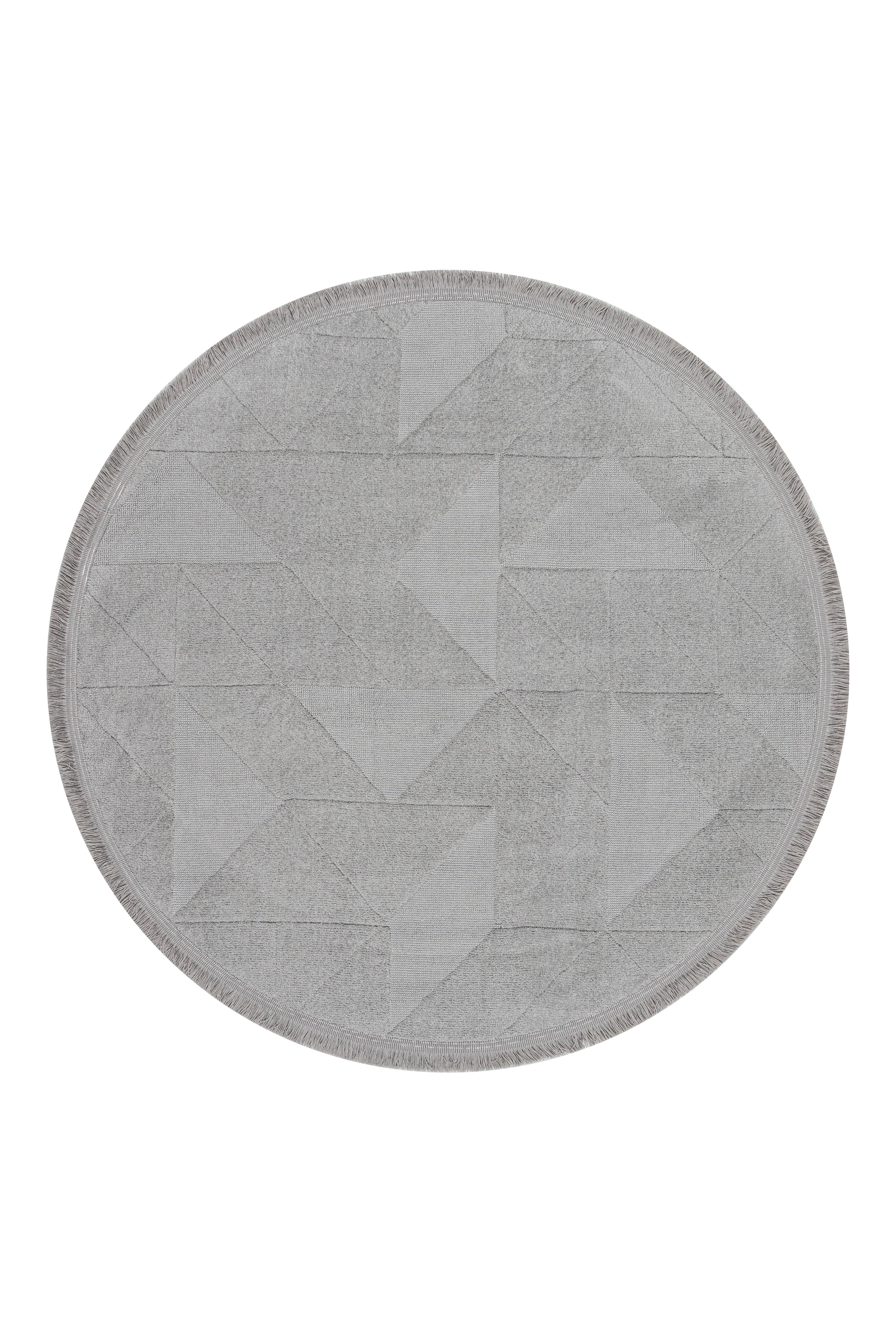 Sidney SDY04 Grey Round Plush Textured Living Room Machine Carpet